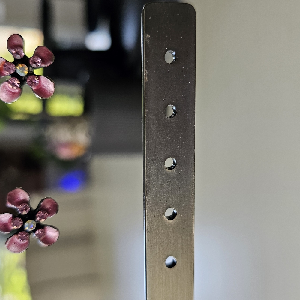 Enameled Earrings with Purple Flower Crystal Accents